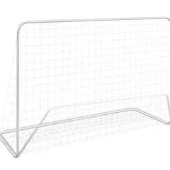 vidaXL Portería de fútbol con red acero blanco 182x61x122 cm