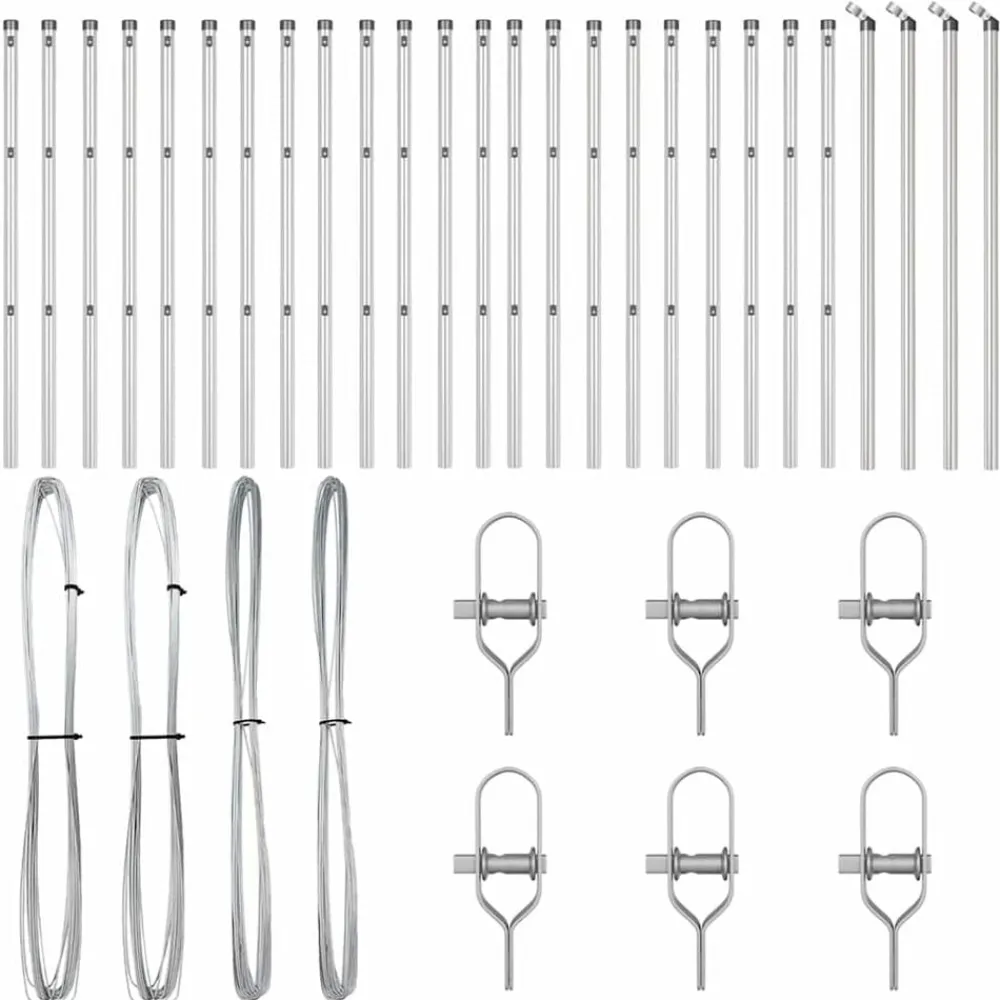 vidaXL Vallas De Jardín-Poste de Valla 26 pcs Gris 3,2 x 3,2 x 80 cm