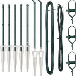 vidaXL Poste de Valla 7 pcs Acero Verde Hot