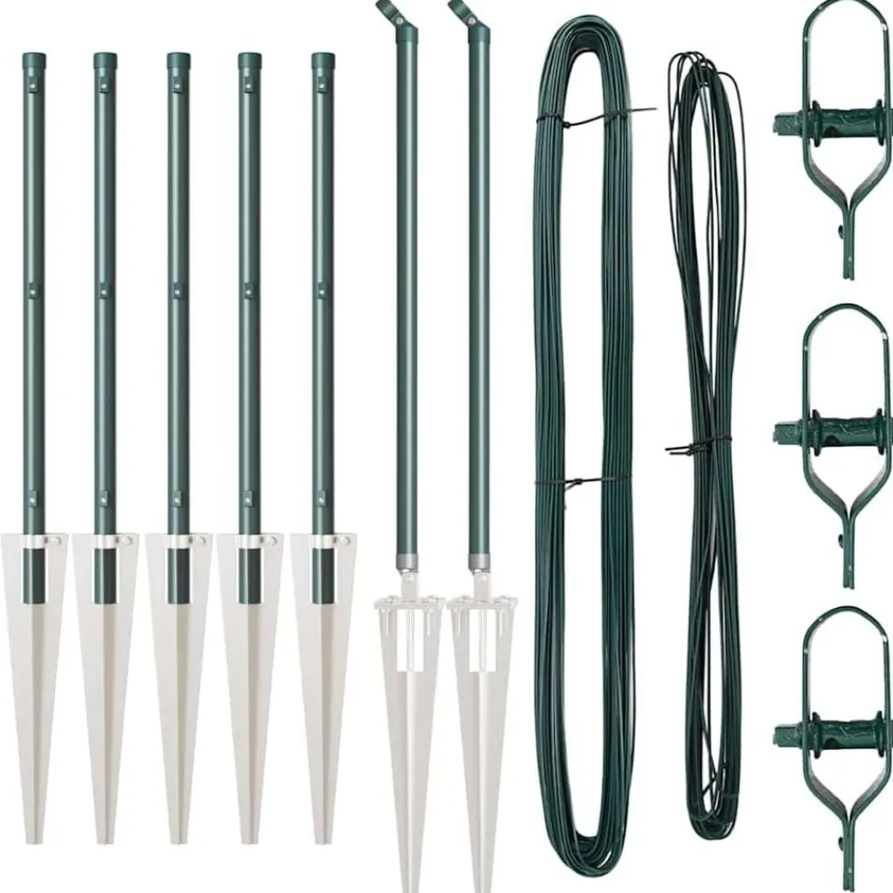 vidaXL Poste de Valla 7 pcs Acero Verde Hot