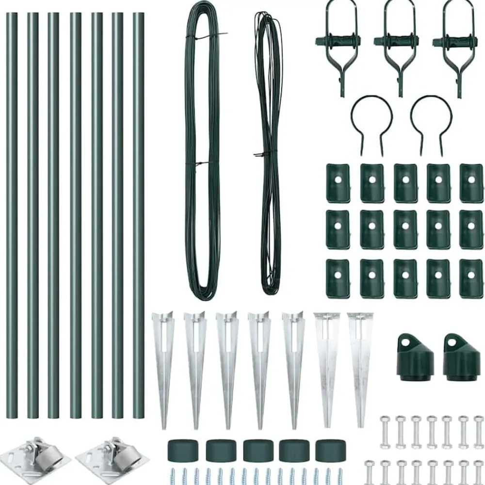 vidaXL Poste de Valla 7 pcs Acero Verde Hot