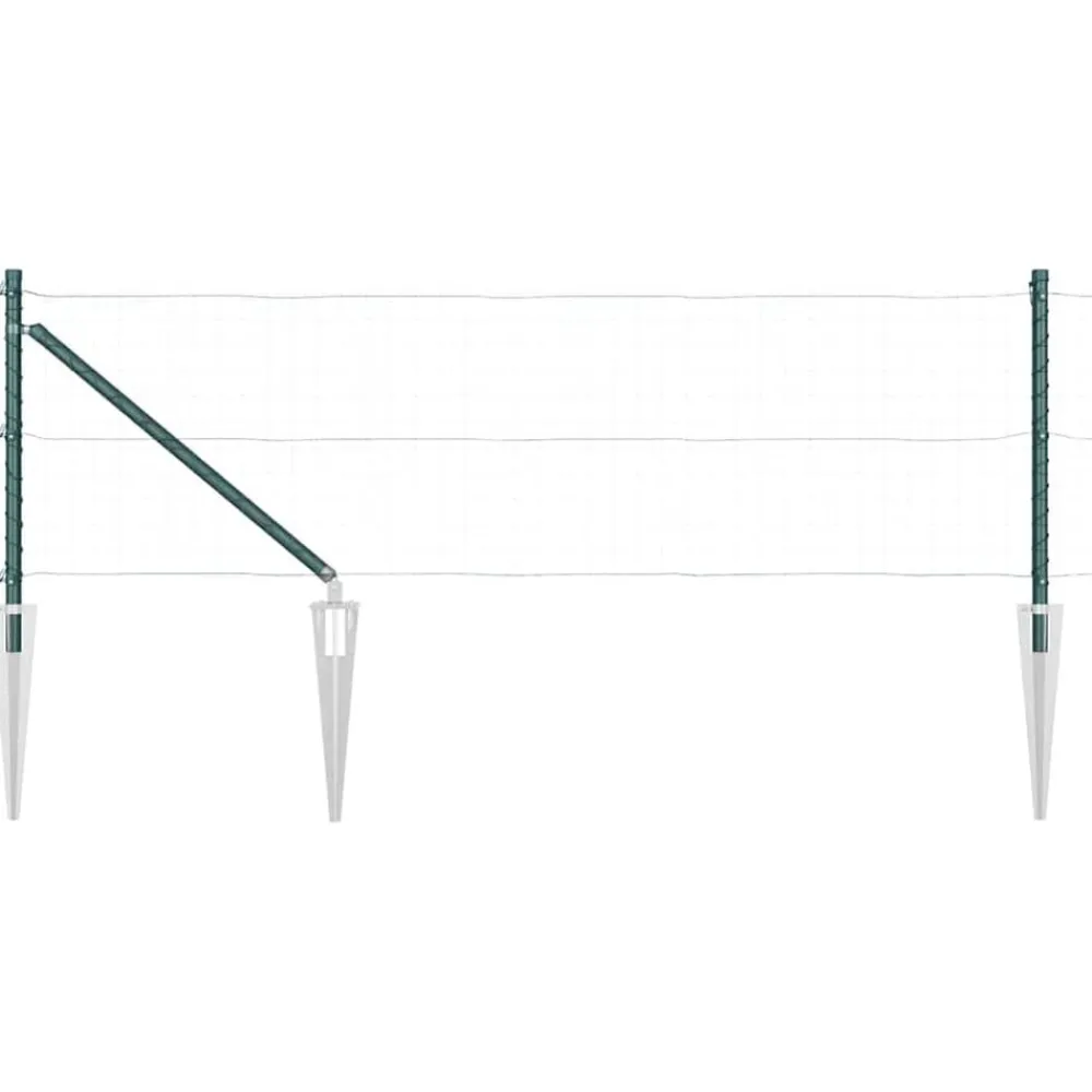 vidaXL Poste de Valla 7 pcs Acero Verde Hot