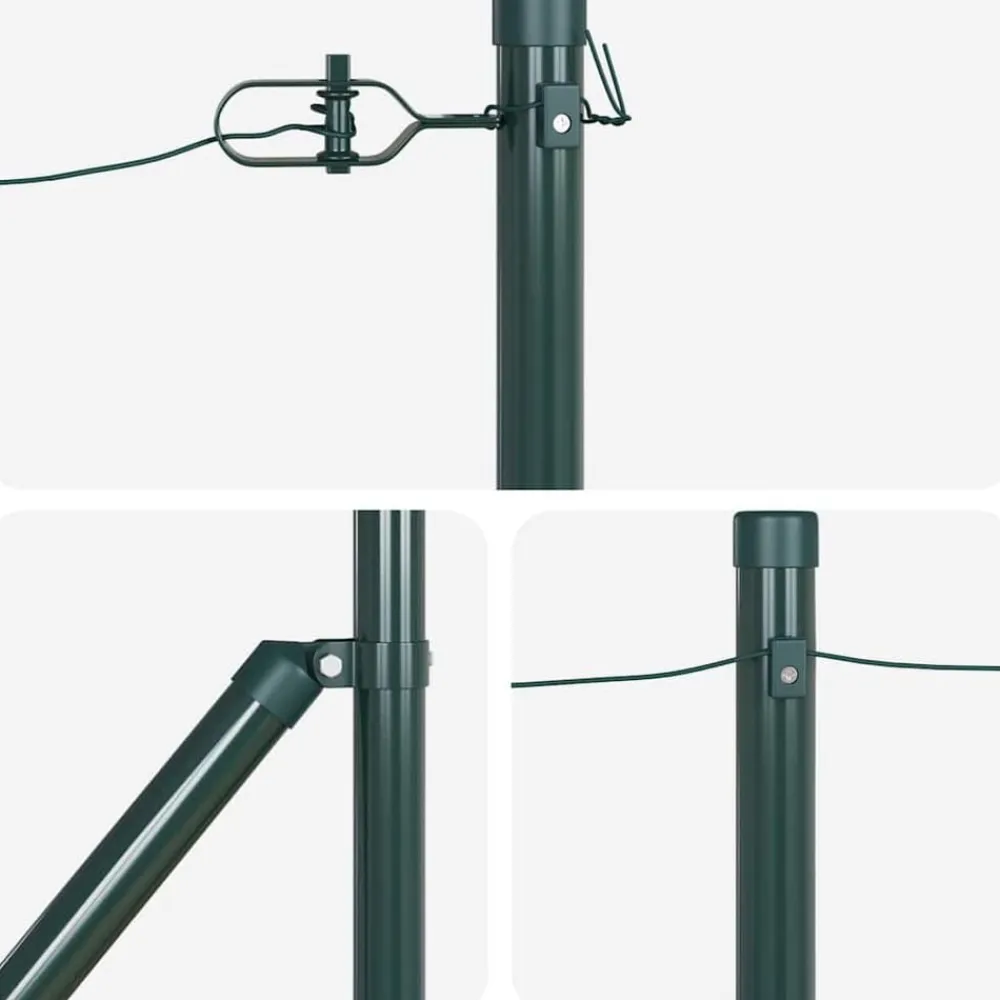 vidaXL Poste de Valla 7 pcs Acero Verde Hot