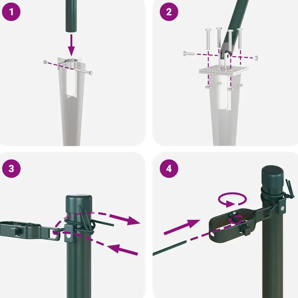 vidaXL Poste de Valla 7 pcs Acero Verde Hot