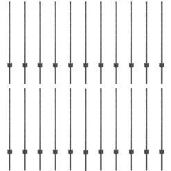 vidaXL Vallas De Jardín-Poste de Valla 22 pcs Gris 140 cm Acero