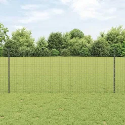 vidaXL Vallas De Jardín-Poste de Valla 22 pcs Gris 140 cm Acero