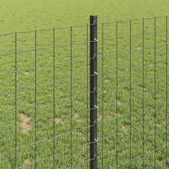 vidaXL Vallas De Jardín-Poste de Valla 22 pcs Gris 140 cm Acero