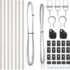 vidaXL Vallas De Jardín-Poste de Valla 7 pcs Plateado Acero