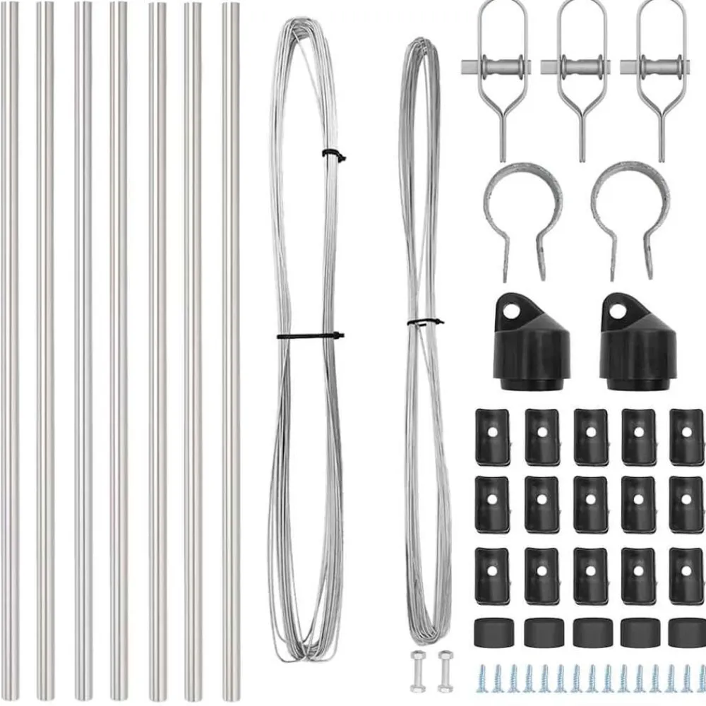 vidaXL Vallas De Jardín-Poste de Valla 7 pcs Plateado Acero