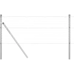 vidaXL Vallas De Jardín-Poste de Valla 7 pcs Plateado Acero