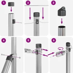 vidaXL Vallas De Jardín-Poste de Valla 7 pcs Plateado Acero