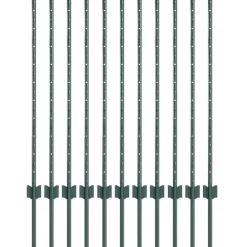 vidaXL Poste de Valla 11 pcs Verde 100 cm Acero Acero/verde