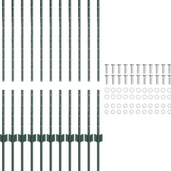 vidaXL Poste de Valla 11 pcs Verde 100 cm Acero Acero/verde
