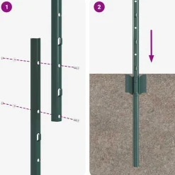 vidaXL Poste de Valla 11 pcs Verde 100 cm Acero Acero/verde