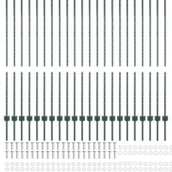 vidaXL Poste de Valla 22 pcs Verde 180 cm Acero Acero/verde Clearance