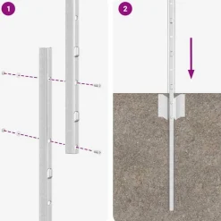 vidaXL Vallas De Jardín-Poste de Valla 22 pcs Plateado 200 cm Acero