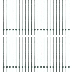 vidaXL Vallas De Jardín-Poste de Valla 44 pcs Verde 200 cm Acero