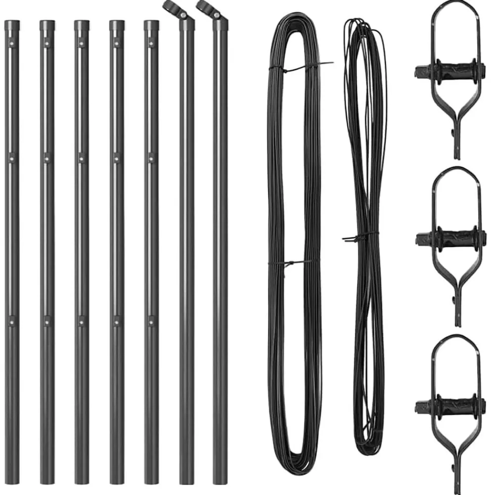 vidaXL Poste de Valla 7 pcs Acero Gris New