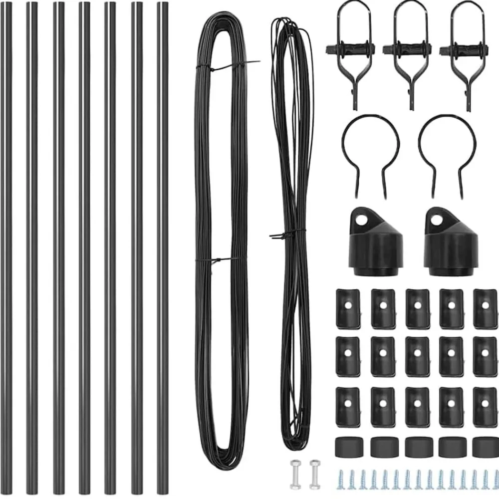 vidaXL Poste de Valla 7 pcs Acero Gris New