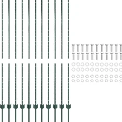 vidaXL Poste de Valla 11 pcs Verde 150 cm Acero Acero/verde Online