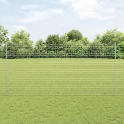 vidaXL Vallas De Jardín-Poste de Valla 44 pcs Plateado 200 cm Acero