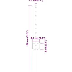 vidaXL Vallas De Jardín-Poste de Valla 22 pcs Plateado 80 cm Acero