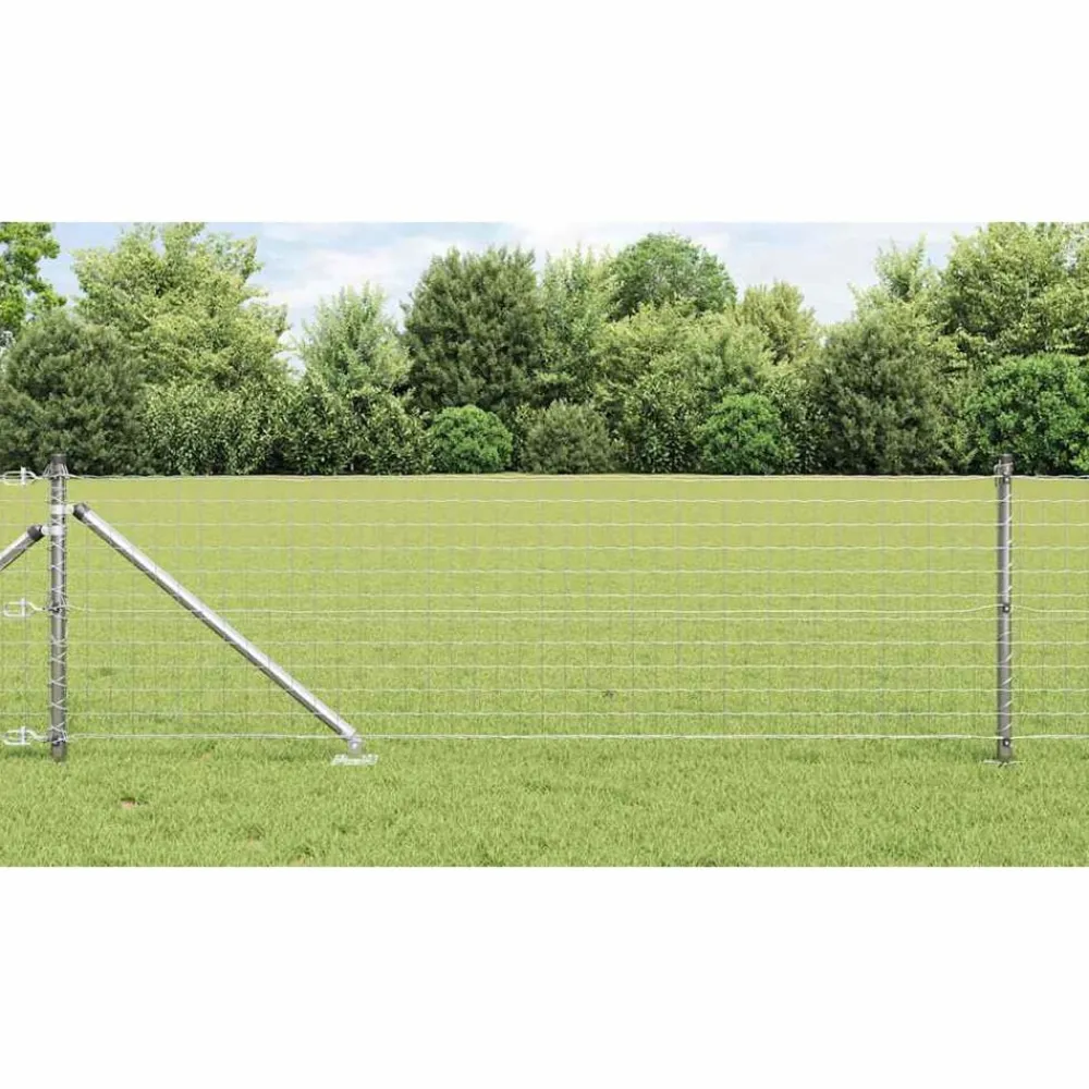 vidaXL Vallas De Jardín-Poste de Valla 13 pcs Plateado Acero
