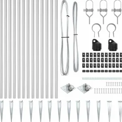 vidaXL Vallas De Jardín-Poste de Valla 13 pcs Plateado Acero