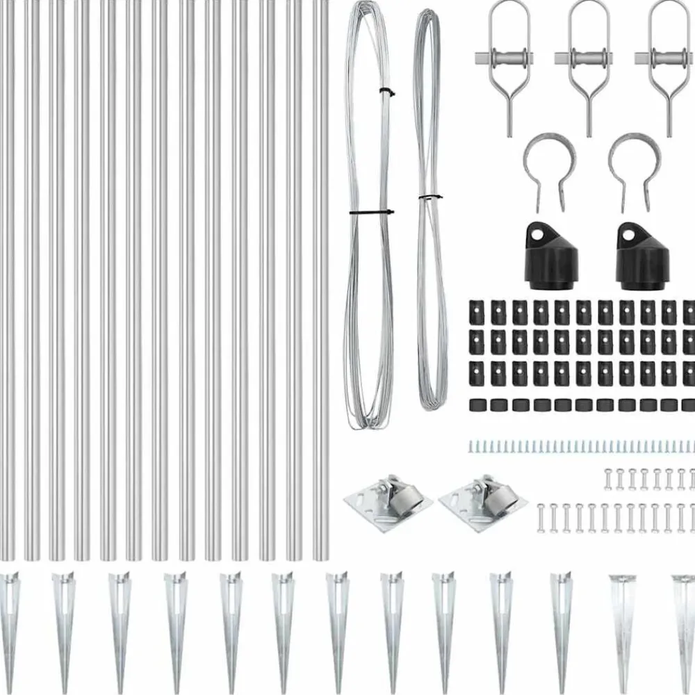 vidaXL Vallas De Jardín-Poste de Valla 13 pcs Plateado Acero