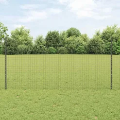 vidaXL Vallas De Jardín-Poste de Valla 11 pcs Gris 120 cm Acero