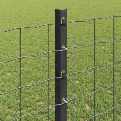 vidaXL Vallas De Jardín-Poste de Valla 11 pcs Gris 120 cm Acero
