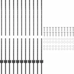 vidaXL Vallas De Jardín-Poste de Valla 11 pcs Gris 120 cm Acero