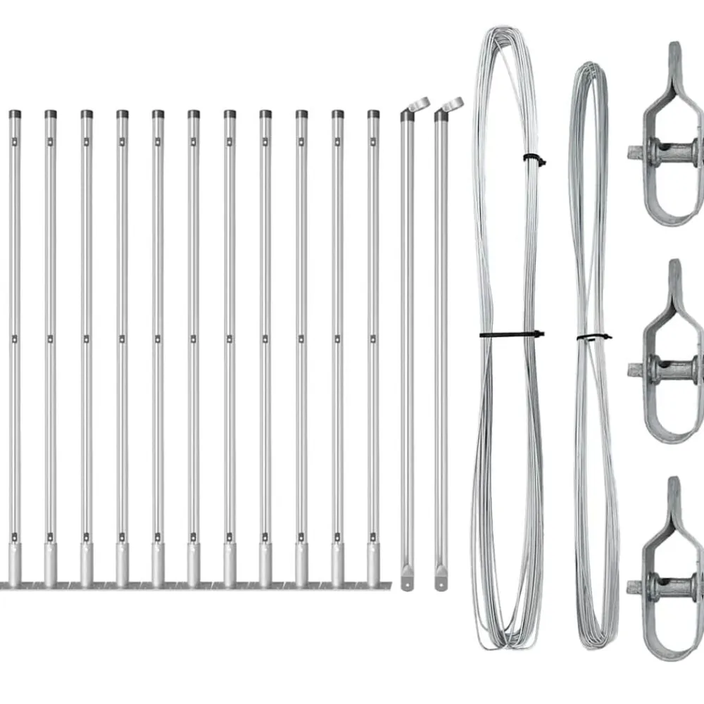 vidaXL Vallas De Jardín-Poste de Valla 13 pcs Plateado Acero