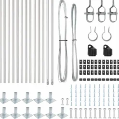 vidaXL Vallas De Jardín-Poste de Valla 13 pcs Plateado Acero