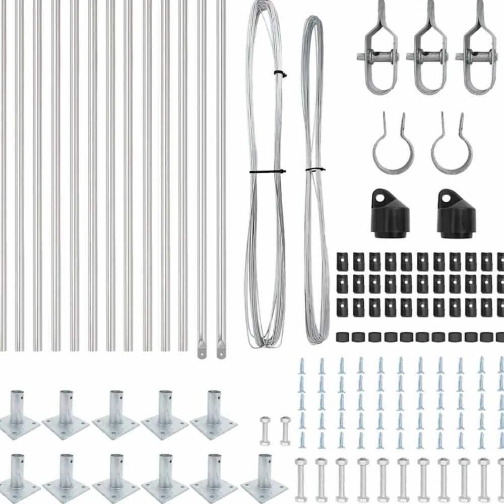 vidaXL Vallas De Jardín-Poste de Valla 13 pcs Plateado Acero