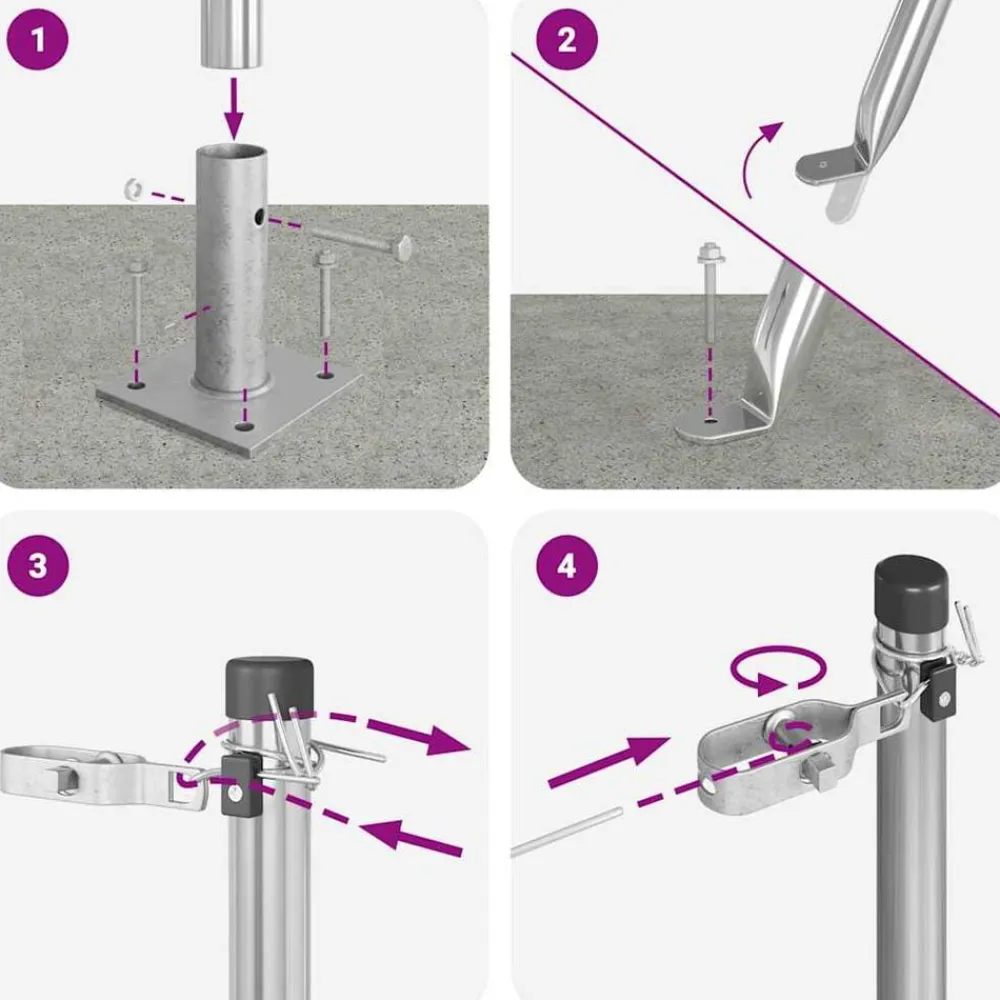 vidaXL Vallas De Jardín-Poste de Valla 13 pcs Plateado Acero