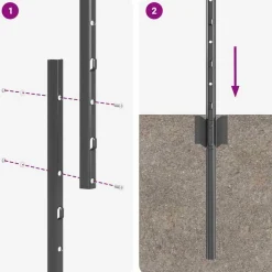 vidaXL Vallas De Jardín-Poste de Valla 22 pcs Gris 200 cm Acero