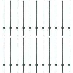 vidaXL Vallas De Jardín-Poste de Valla 22 pcs Verde 140 cm Acero