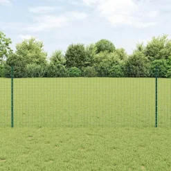 vidaXL Vallas De Jardín-Poste de Valla 22 pcs Verde 140 cm Acero