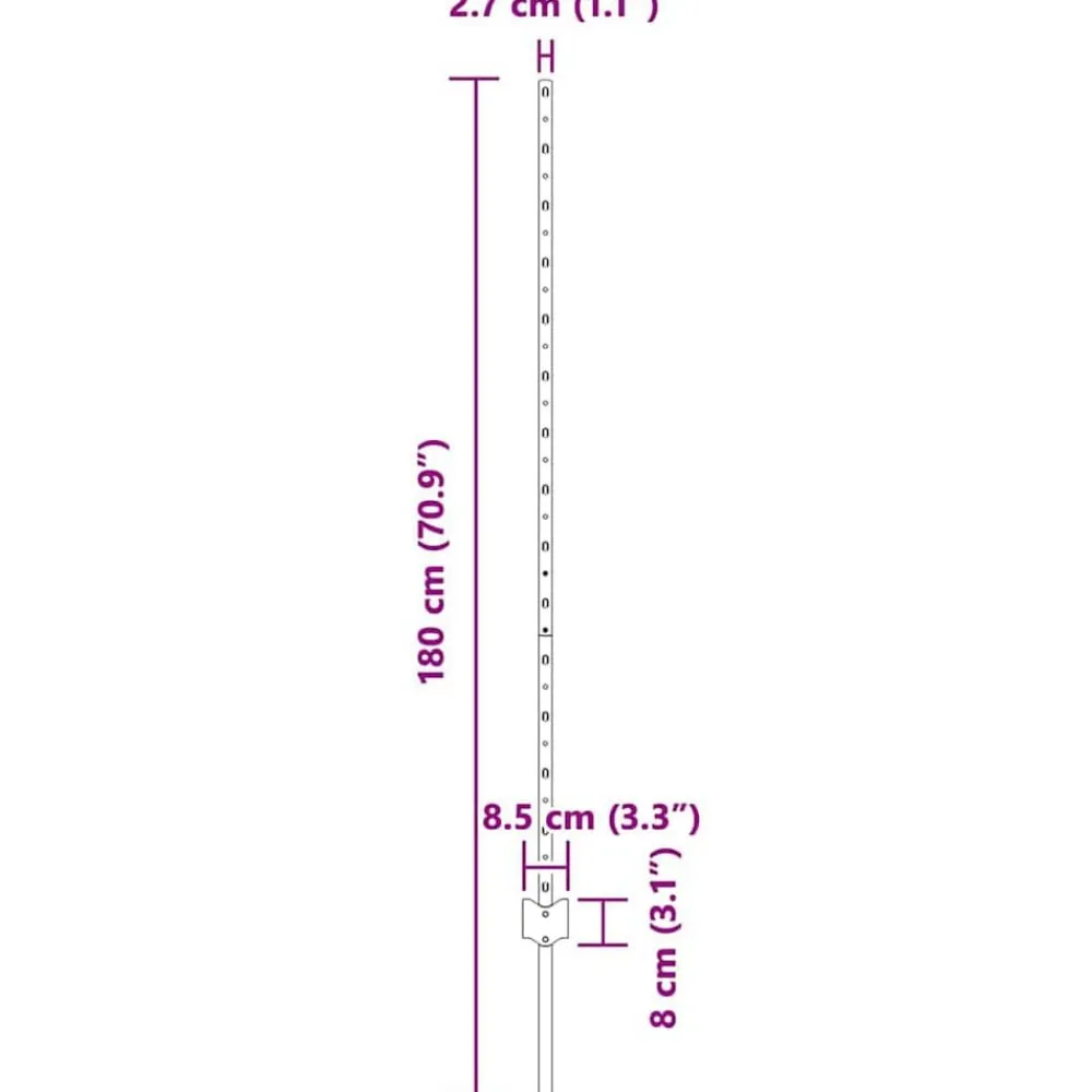 vidaXL Poste de Valla 5 pcs Plateado 140 cm Acero Acero galvanizado/plata Best