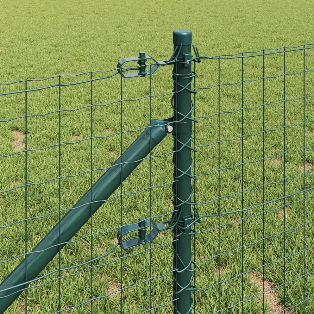 vidaXL Poste de Valla 52 pcs Gris 3,2 x 3,2 x 105 cm Verde New