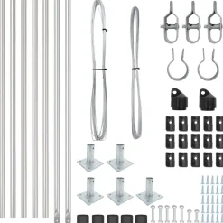 vidaXL Vallas De Jardín-Poste de Valla 7 pcs Plateado Acero