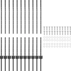 vidaXL Vallas De Jardín-Poste de Valla 11 pcs Gris 100 cm Acero