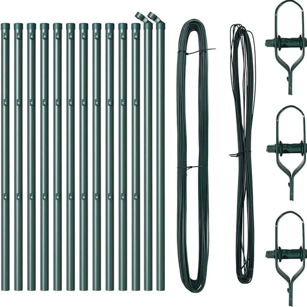 vidaXL Poste de Valla 13 pcs Acero Verde Outlet