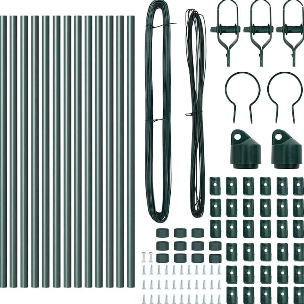 vidaXL Poste de Valla 13 pcs Acero Verde Outlet