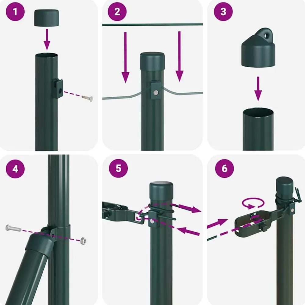 vidaXL Poste de Valla 13 pcs Acero Verde Outlet