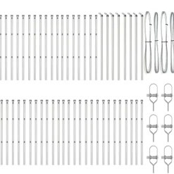 vidaXL Poste de Valla 52 pcs Gris 3,2 x 3,2 x 80 cm Acero galvanizado Discount