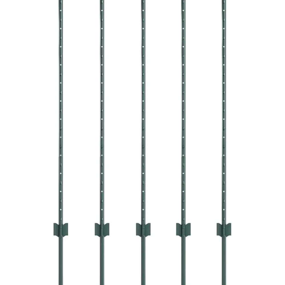 vidaXL Poste de Valla 5 pcs Verde 120 cm Acero Acero/verde Sale