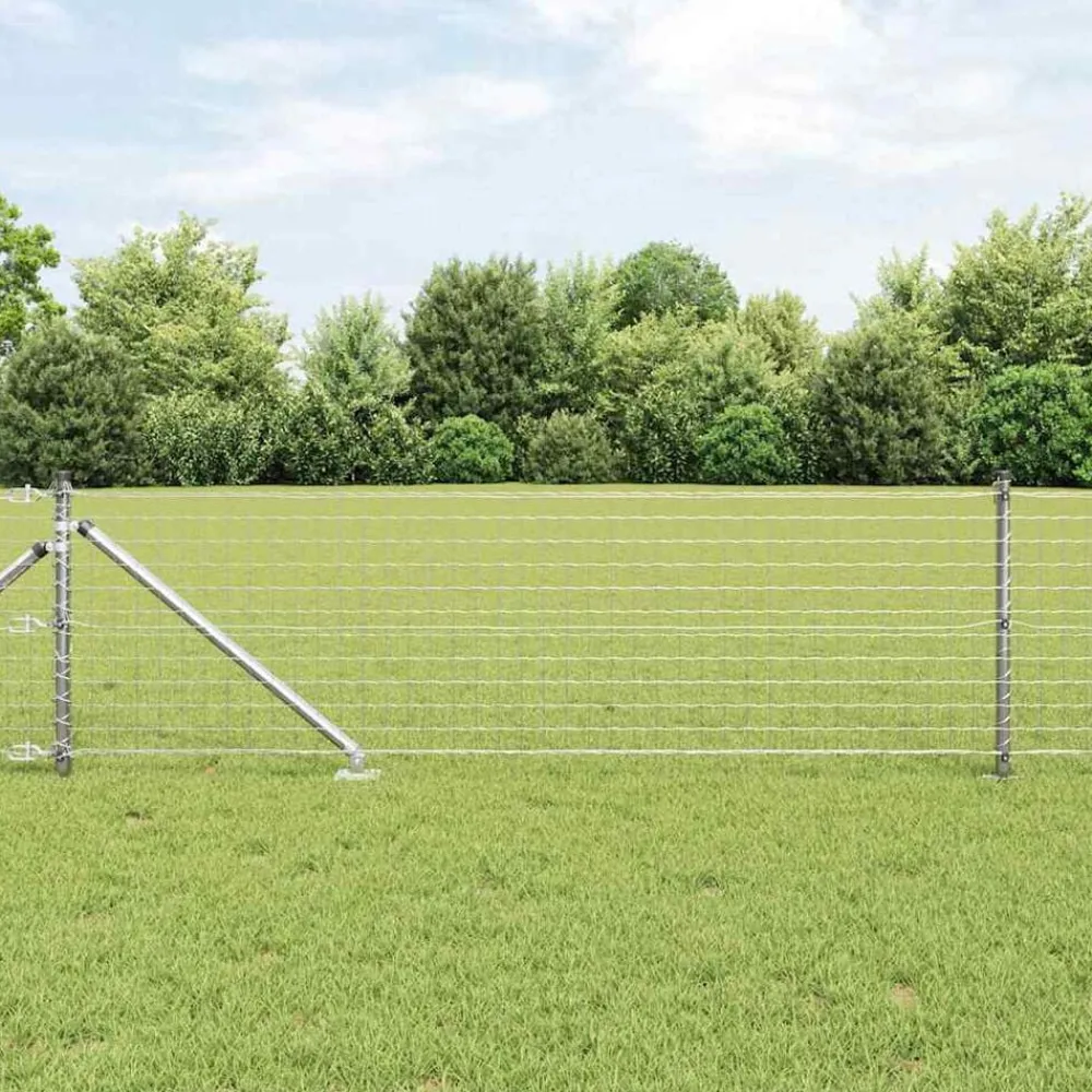 vidaXL Poste de Valla 7 pcs Plateado Acero Acero galvanizado Sale