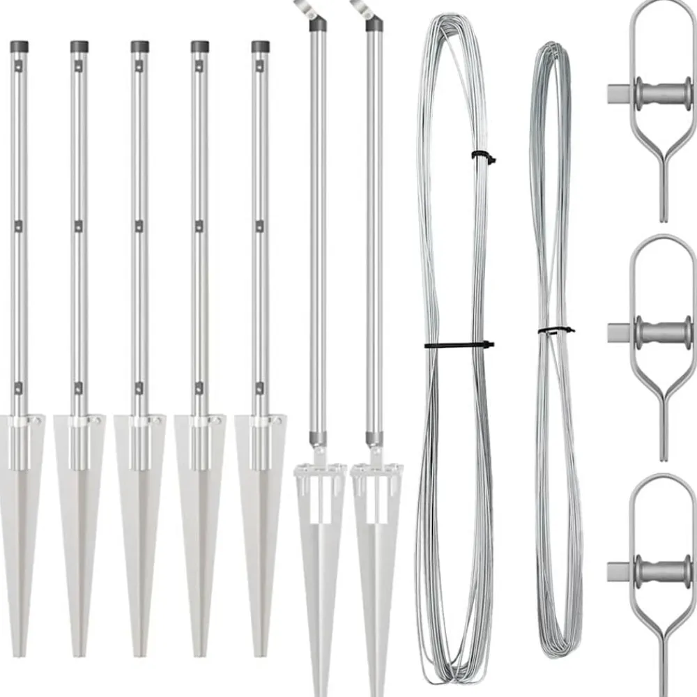 vidaXL Poste de Valla 7 pcs Plateado Acero Acero galvanizado Sale